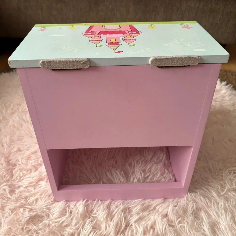 Pink Castle Step Stool for Kids W/ Storage Under Lid Princess Once Upon a Time